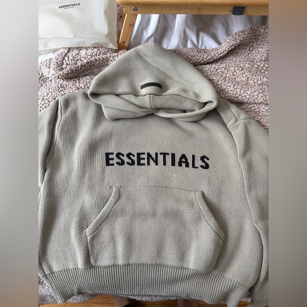 Essentials Men's KNIT PULLOVER Pistachio Hoodie Sweater